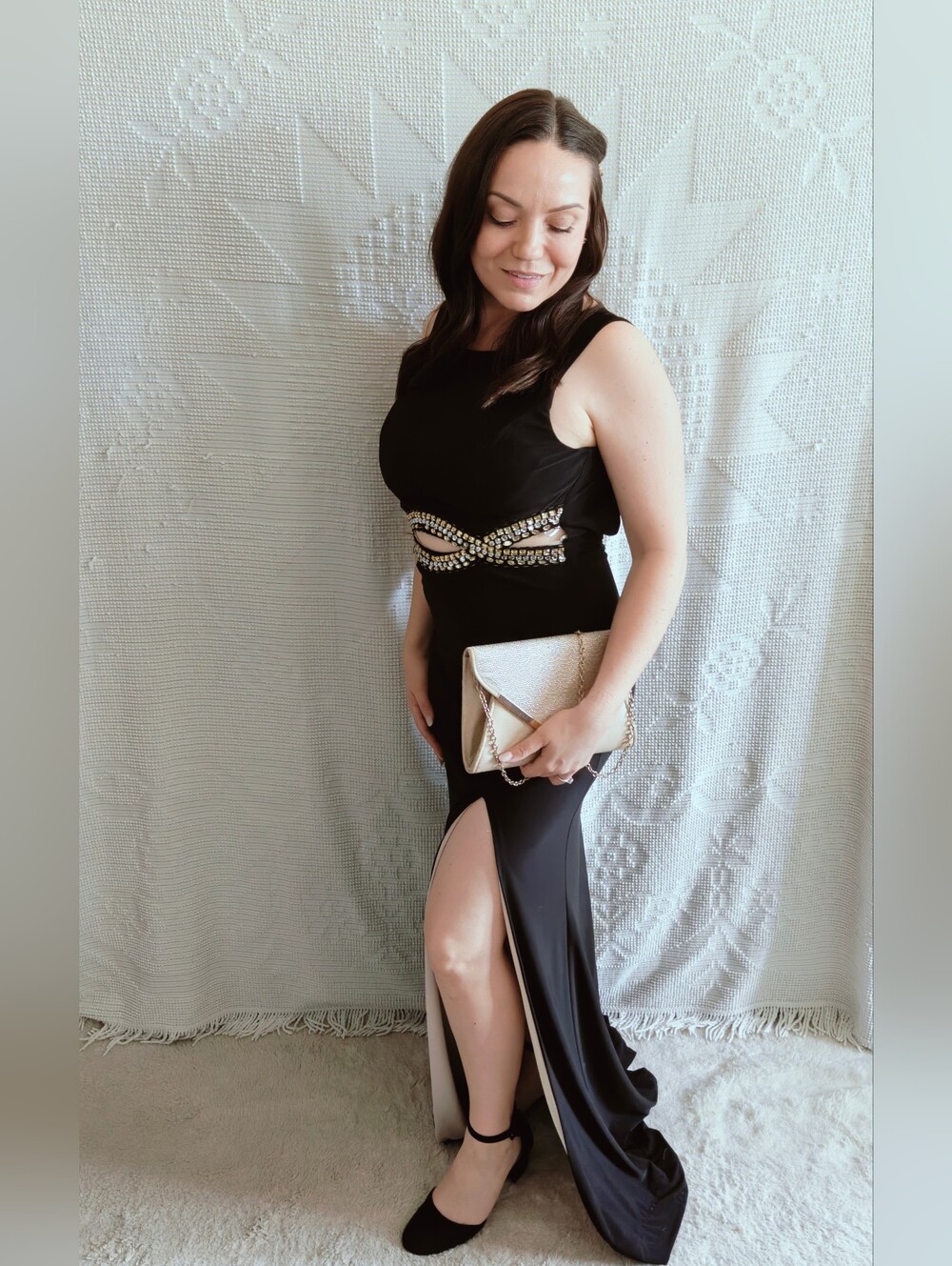 Vintage B-Smart Black Formal Gown | Crystal Detail | Evening Dress